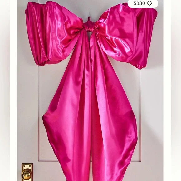 New Anthropologie Satin Bow Tree Topper Pink Christmas